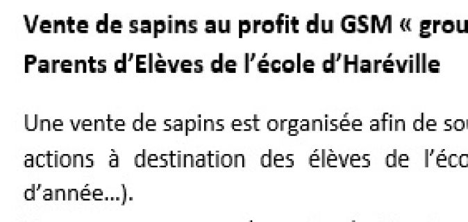 Vente de sapins - Groupement Scolaire du Montfort (Haréville)