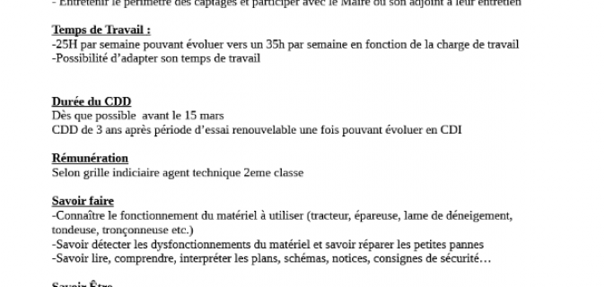 Offre d'emploi SIAUVILLE